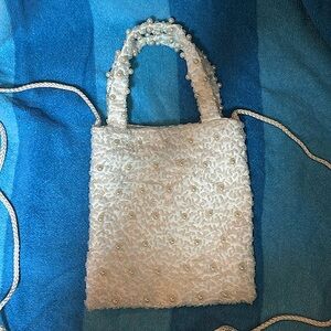 Vintage Bechamel Evening Bag, White Ivory Beaded Pearls